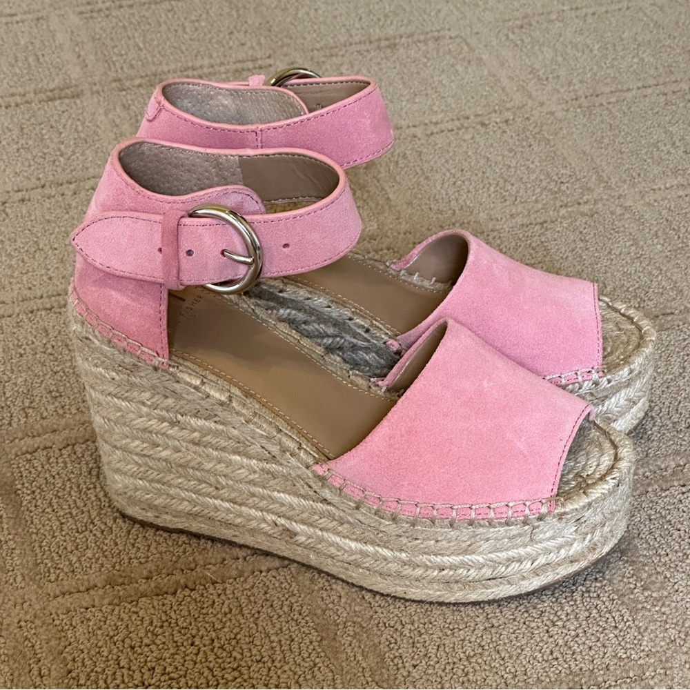 Marc Fisher Alida Pink Suede Espadrille Platform Wedge Size 5.5